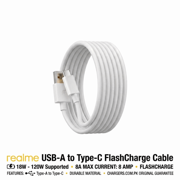 Realme USB-A to Type-C Cable SuperVOOC 8A