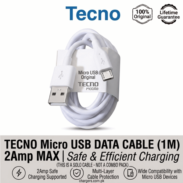 TECNO USB-A to Micro Cable Fast 2A